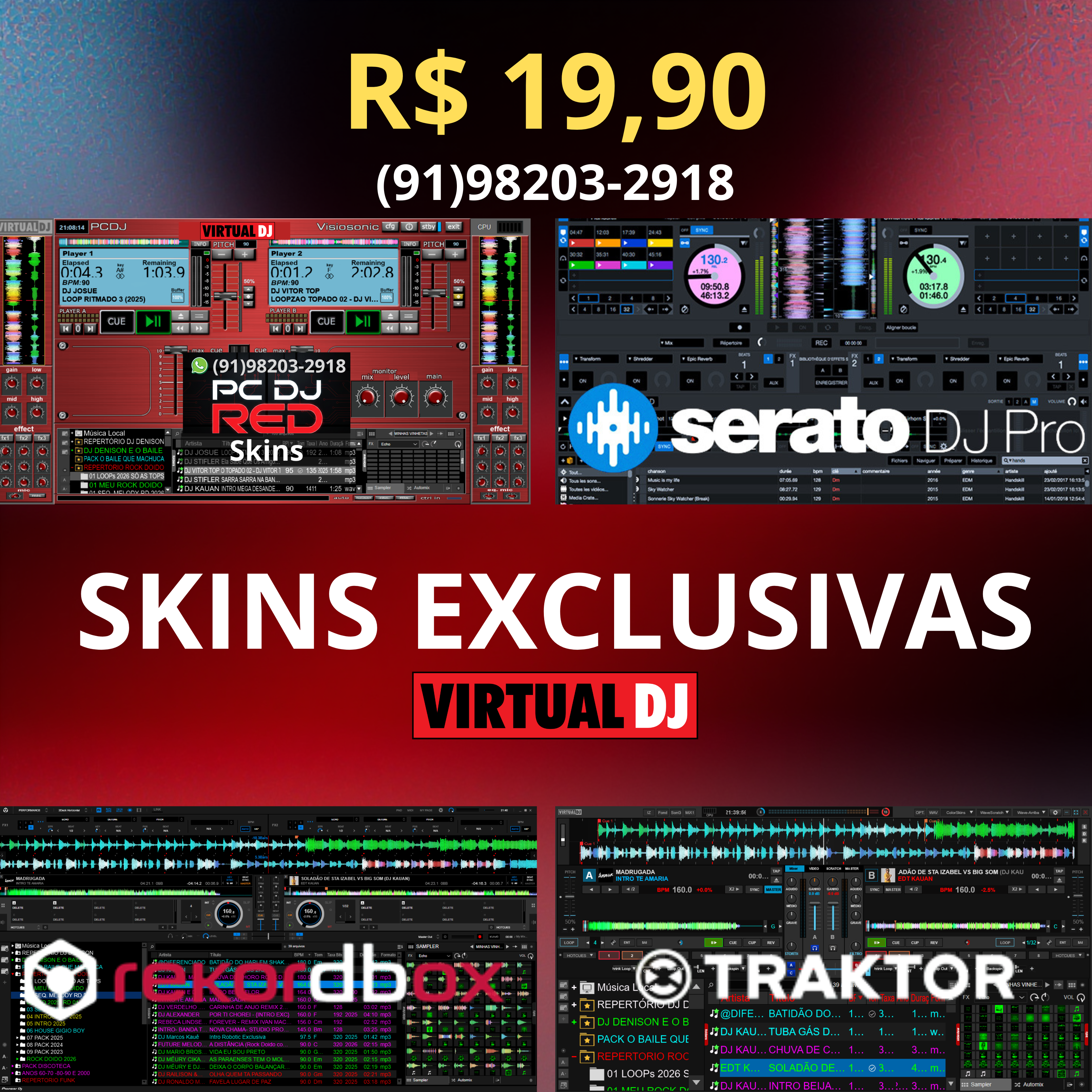 Imagem de SKINS PC DJ RED - SERATO PRO - REKORDBOX PREMIUM - TRAKTOR 
